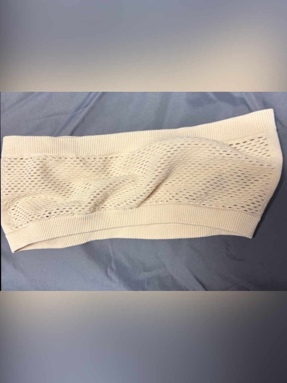Seamless Cream Knit Bandeau Bra - Lightweight Support